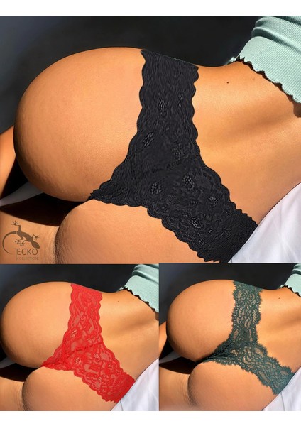 Gecko Collection Dantelli Boxer Şort Fantazi Kadın Külot 3 Adet