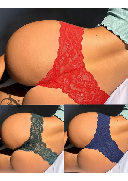 Gecko Collection Dantelli Boxer Şort Fantazi Kadın Külot 3 Adet