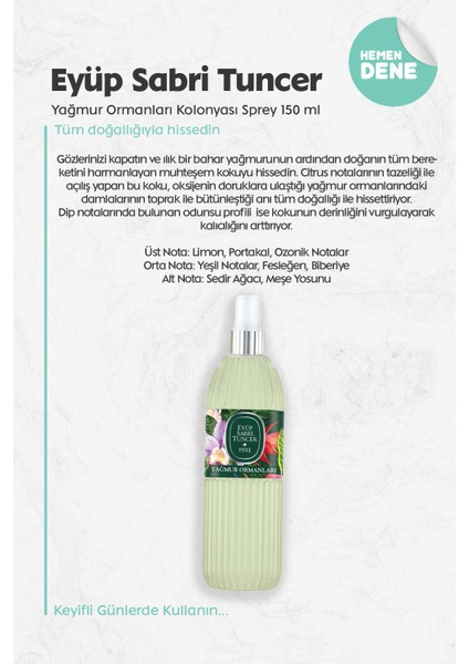 Yağmur Ormanları Kolonyası Sprey 150 ml