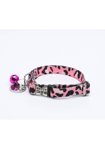 Pembe Leopar Desenli Isimli Kedi Tasması, Isimli Kedi Köpek Tasması ve Künyesi, Kedi Köpek Isimlik