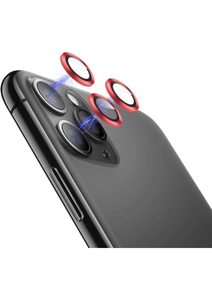 Apple iPhone 11 Pro Kamera Lens Koruyucu Halka Model Kırmızı Renk modelleri