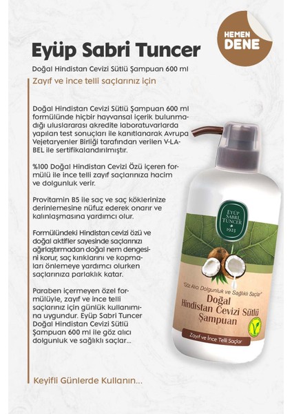 Doğal Hindistan Cevizi Sütlü Şampuan 600 Ml
