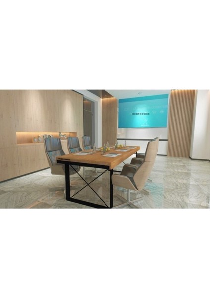 Masif Ahşap Lotus Toplantı Masası 100*300*76 cm