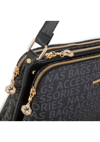 Kadın Çapraz Çanta Siyah Yazılı fiyatları