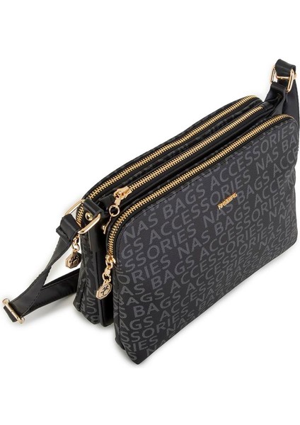 Kadın Çapraz Çanta Siyah Yazılı modelleri