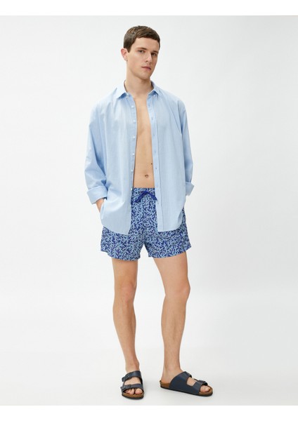 Deniz Şortu Baskılı Beli Bağcıklı Cep Detaylı fiyatları