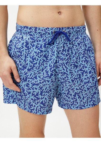 Deniz Şortu Baskılı Beli Bağcıklı Cep Detaylı indirimleri