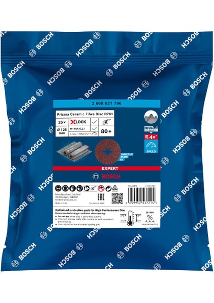Expert X-Lock - 125 mm 80 Kum Metal İçin Prisma Teknoloji Fiber Zımpara Diski
