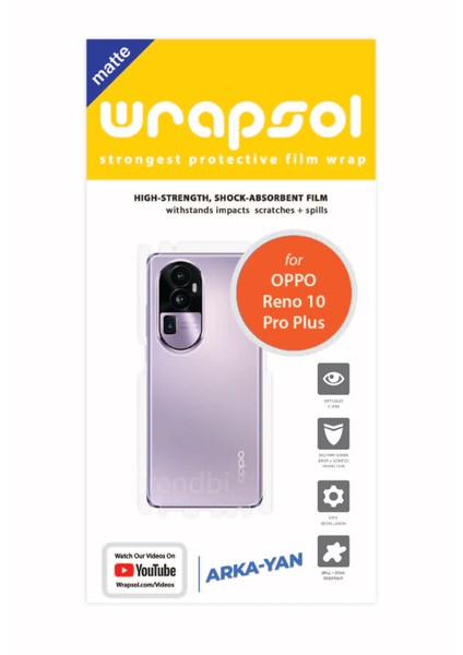 Oppo Reno 10 Pro Plus Mat Arka ve Yan Kaplama Parmak Izi Bırakmayan Poliüretan Film