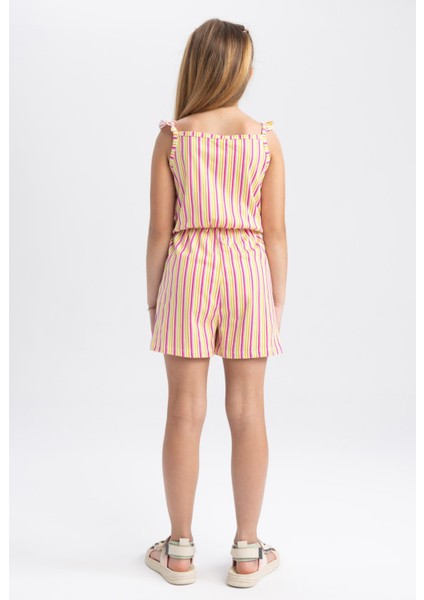 Kız Çocuk Desenli Askılı Pamuklu Kısa Tulum T2733A623HS indirimleri