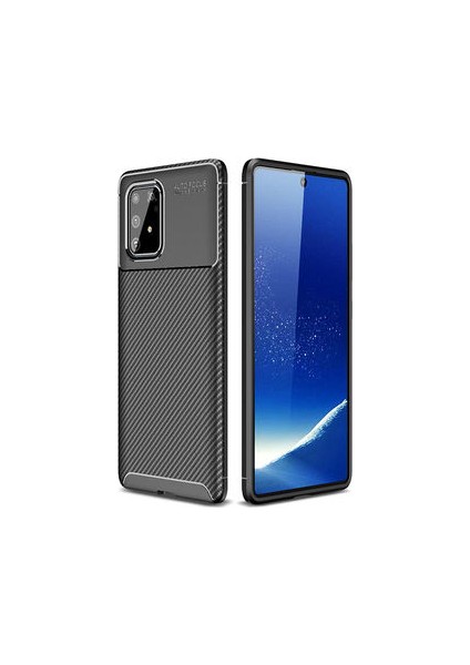 Samsung Galaxy A91 S10 Lite Kılıf Ultra Slim Fit Karbon Tasarım Tam Kalıp+Nano Ekran Koruma