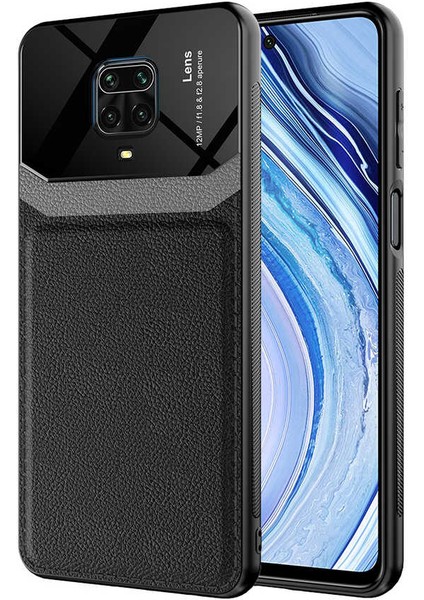 Xiaomi Redmi Note 9 Pro Kılıf Piano Black Çift Renk Deri Görünümlü Pc Sert Kılıf
