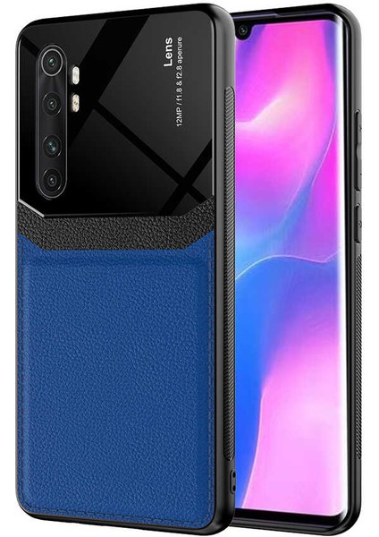 Xiaomi Mi Note 10 Lite Kılıf Piano Black Çift Renk Deri Görünümlü Pc Sert Kılıf