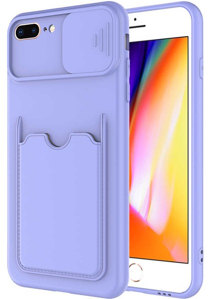 Apple iPhone 8 Plus Kılıf Kamera Korumalı Kartlıklı Luxury Kapak