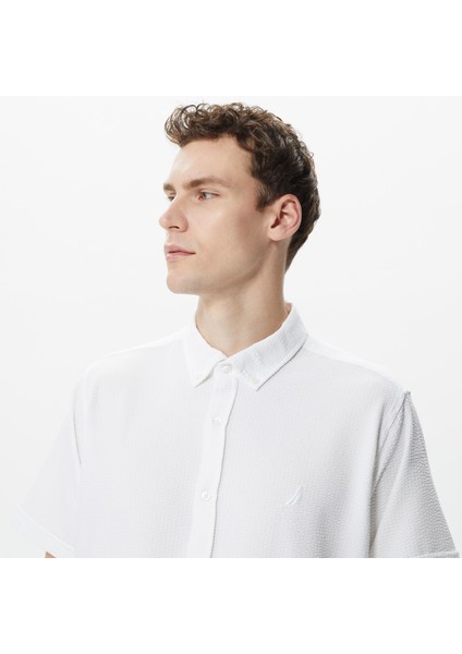 Erkek Beyaz Classic Fıt Kısa Kollu Gömlek W35416T.1BW fırsatları