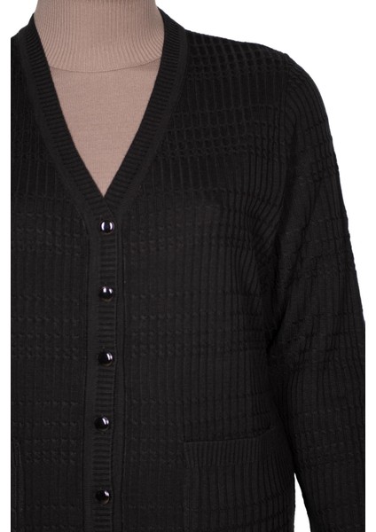 Kadın Nilay Anne Cepli Düğmeli Siyah Triko Ceket fiyatları