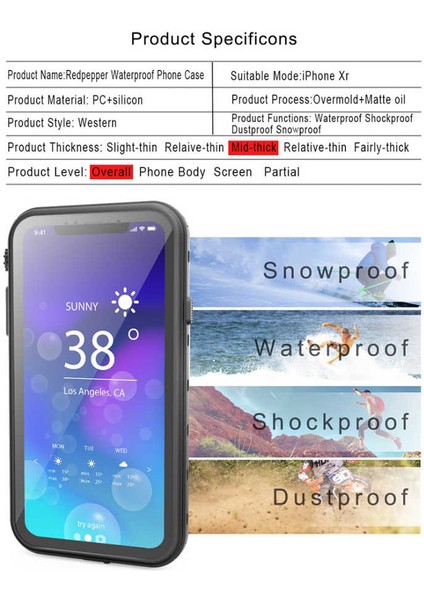 Apple iPhone Xr 6.1 Kılıf Su Geçirmez High Quality Waterproof Orjinal Kalıp Shockproof Kapak