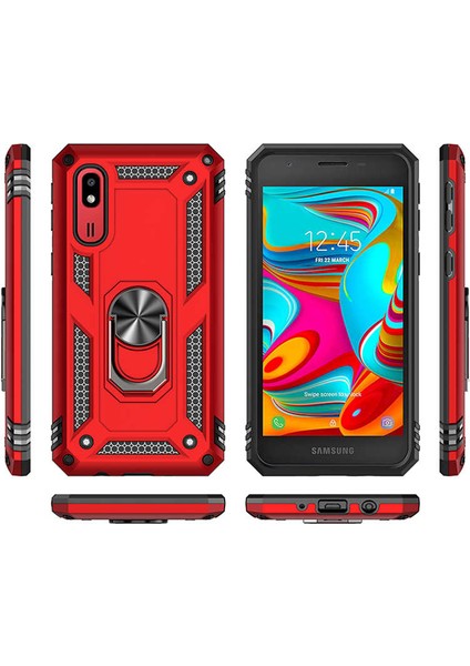 Samsung Galaxy A2 Core Kılıf Standlı Magnet Mıknatıslı Yüzük Armored Zırhlı Kapak