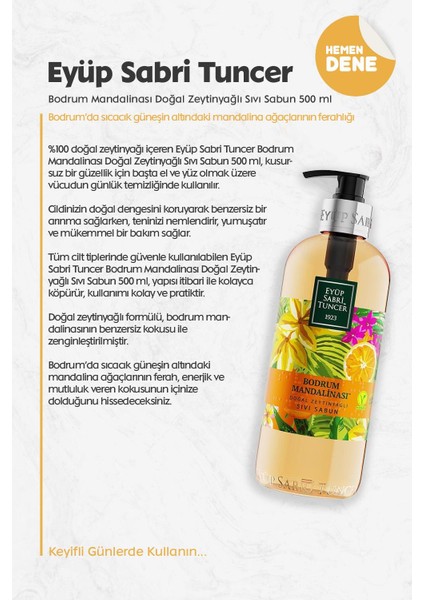 Bodrum Mandalinası Doğal Zeytinyağlı Sıvı Sabun 500 ml fiyatları