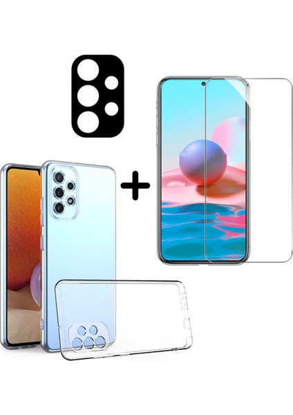 Samsung Galaxy A53 5g ile Uyumlu Kılıf Şeffaf Temperli Kırılmaz Cam Ekran ve Kamera Lens Koruyucu Seti