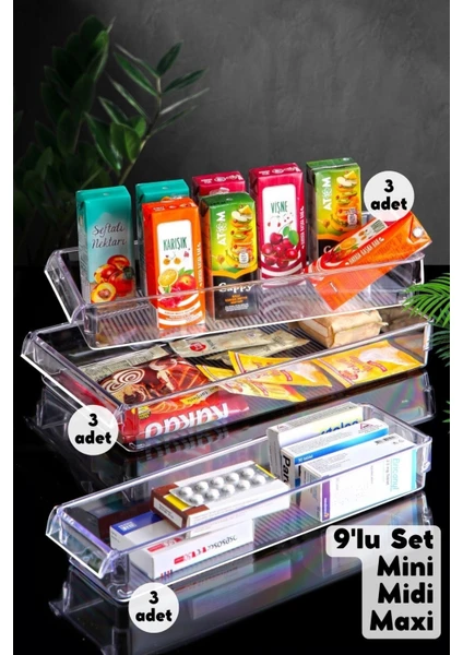 Nandy Home 9'lu Set New Clear Buzdolabı & Dolap Içi Düzenleyici Organizer