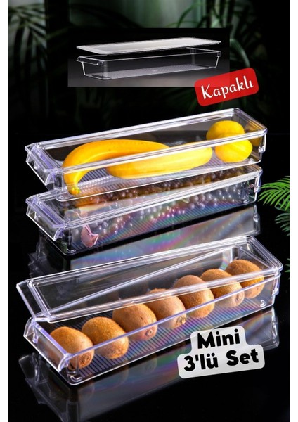 Nandy Home Kapaklı Mini New Clear Buzdolabı & Dolap Içi Düzenleyici Organizer 3 Adet