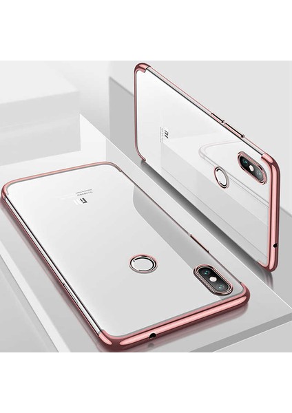 Xiaomi Mi A2 Lite Kılıf Dört Köşe Lazer Kenarları Renkli Şeffaf Silikon Kılıf