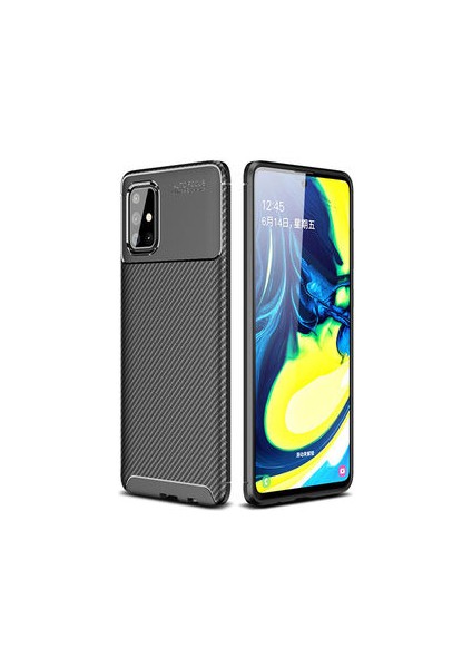 Samsung Galaxy A51 Kılıf Ultra Slim Fit Karbon Tasarım Tam Kalıp+Nano Ekran Koruma