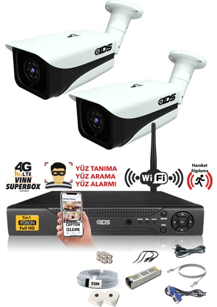 2 Kameralı 5mp Sony Lensli 1080P Fullhd Güvenlik Kamerası Sistemi - Hard Disksiz