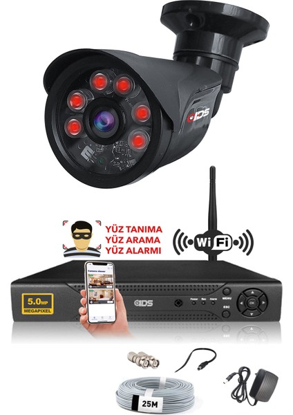 1 Kameralı 5 Mp Sony Lensli 1080P Full HD Güvenlik Kamerası Sistemi - Hard Disksiz