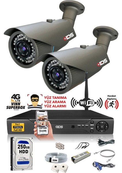 - VGI562 Kameralı 5mp Sony Lensli 1080P Fullhd Güvenlik Kamerası Sistemi - Cepten Izle - 250 Dış