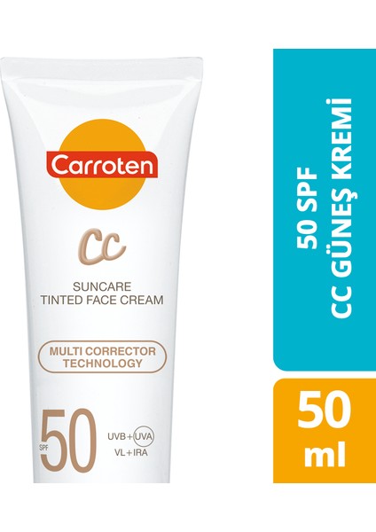 CC SPF50 Yüksek Koruyucu Renkli Yüz Güneş Kremi 50 ml