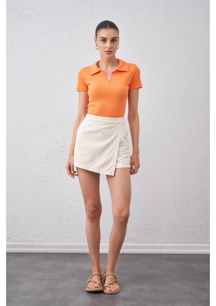 Tena Moda Kadın Taş Yanı Fermuarlı Şort Etek