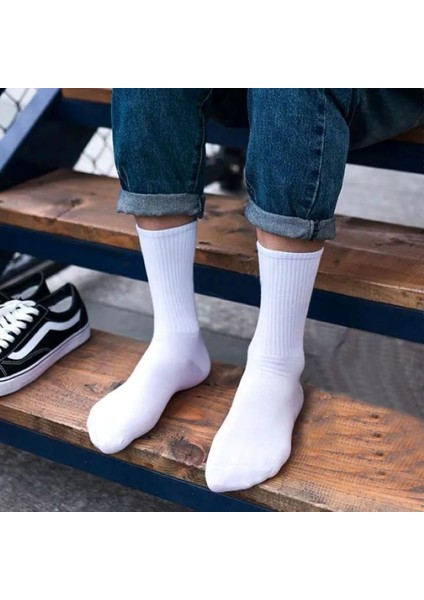 B&D Socks Erkek 4'lü Paket Beyaz Tenis Spor Çorabı