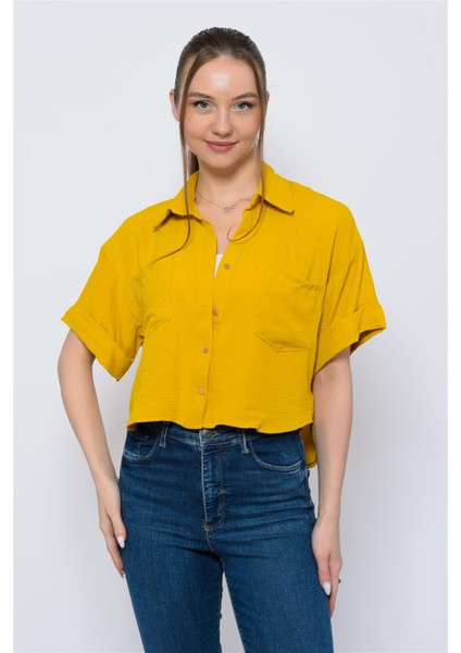 Kadın Aerobin Crop Gömlek Sarı fiyatları