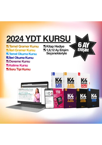 K4 English 2024 Ydt Kursu - 6 Ay Erişim