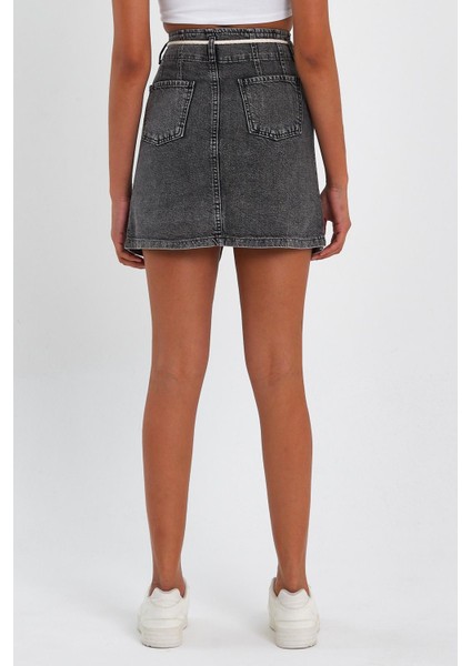 Özel Koleksiyon Düğme Detaylı Denim Etek (AG-2010G)