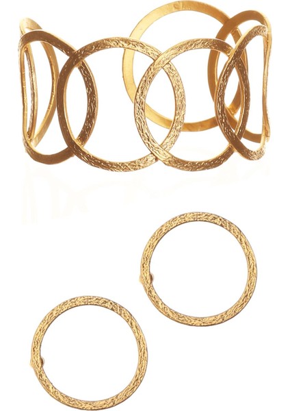 Kadın Mat Altın Kaplama Yuvarlak Formlu Geometrik Küpe & Bileklik Seti indirimleri
