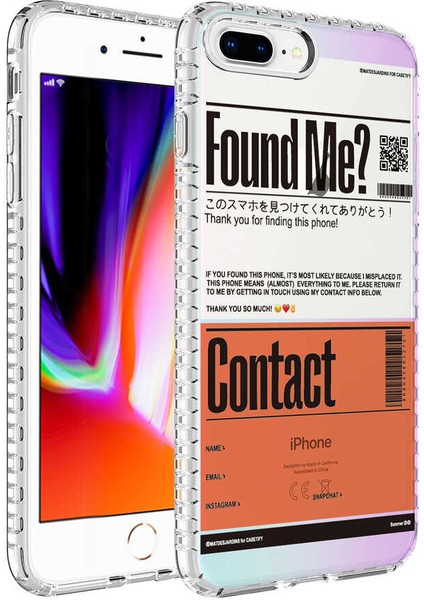Apple iPhone 8 Plus Kılıf Kenar Korumalı Desenli Colorful Graphic Design Silikon Kapak