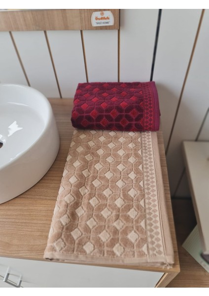 Decora 2'li El - Yüz Havlusu Bordo - Bej 50 x 90 cm fiyatları