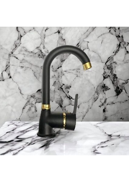 Msy Gold Siyah Lavabo Bataryası Siyah Gold Lavabo Musluk Lavabo Dekor Banyo Lavabo Bataryası