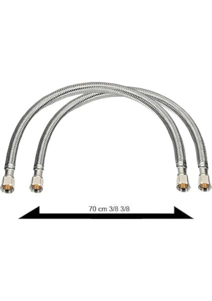 Çelik Örne Klozet Taharat Flexi Hortumu 2 Adet 70 cm 3/8