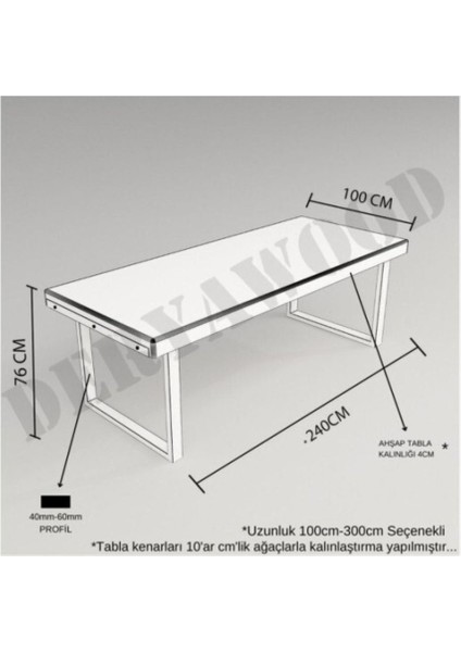 Masif Ahşap Ribes Toplantı Masası 100*220*76 cm