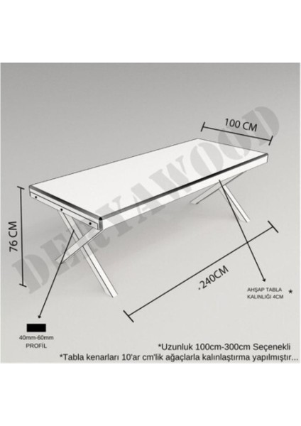 Masif Ahşap Sirius Toplantı Masası 110*240*76 cm