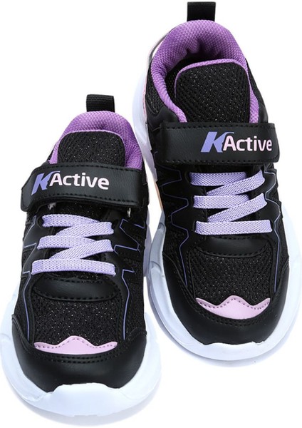 C328 Kifidis Active Unisex Çocuk Spor Ayakkabı 26-35 Siyah-Pembe / Black-Pink - 31