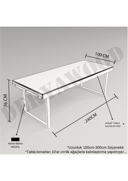 Masif Ahşap Ribes Toplantı Masası 100*300*76 cm