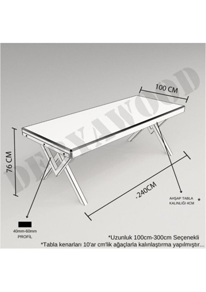 Masif Ahşap Cissus Toplantı Masası 100*240*76 cm modelleri