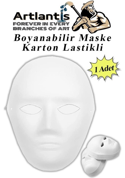 Maske Boyama 19X24 cm 1 Adet Boyanabilir Maske Karton Lastikli Insan Yüzü Suratı Okul Sınıf Etkinlikleri Hobi