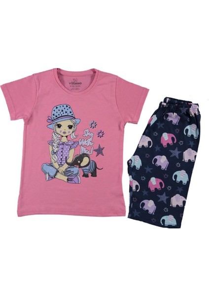 Kız Çocuk Kaprili Star Fil Pijama Takımı