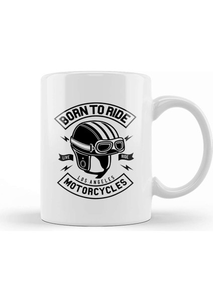 Born To Ride Motorcycles Helmet Kupa Bardak Porselen
